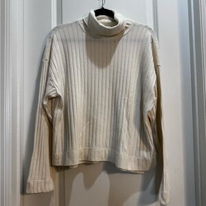 Madewell Vanilla Ribbed Turtleneck Sweater Large Armpit To Armpit 24” Length 24”